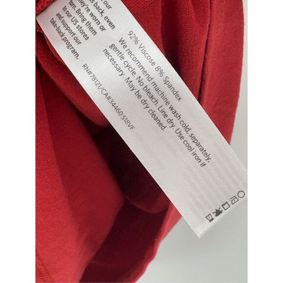 Eileen Fisher Tunic Top Women Size Medium 3/4 Sleeve Orange Red Asymmetrical Hem - Picture 4 of 8